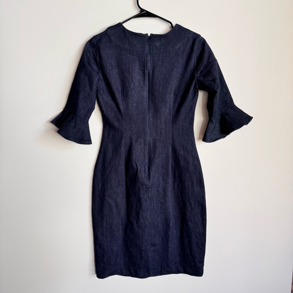 Banana Republic Dark Denim Sheath Dress with Bell Sleeves